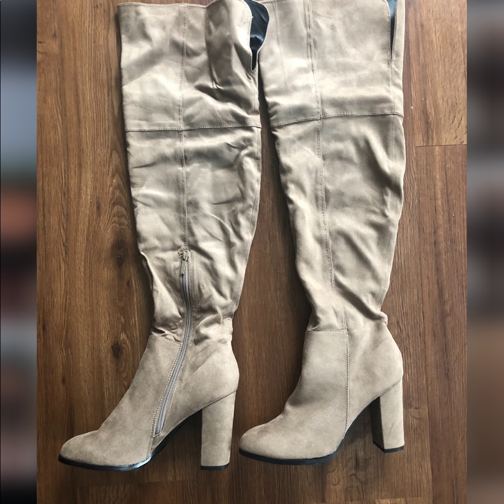 Over the knee high-heeled boots